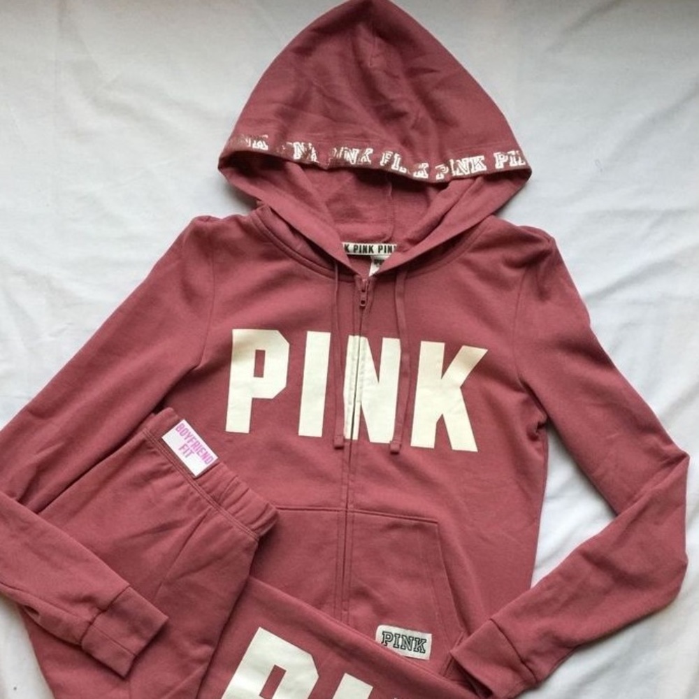 Victoria secret pink zip up sweater metallic hood